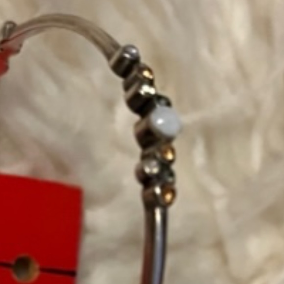 Brighton Bangle Bracelet  Silver w/pearl look, white and yellow stones - Picture 6 of 6